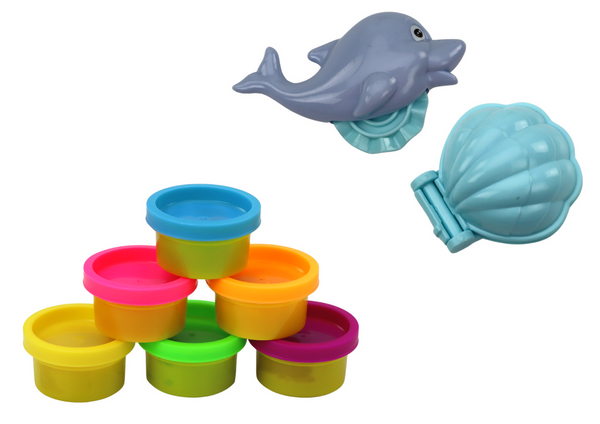 Dinosaur Playdough Set 6 Colors Dolphin Molds Scallop