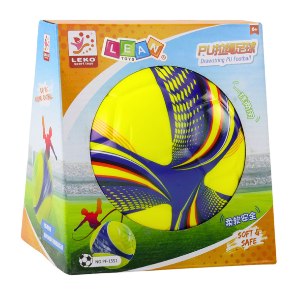 Schaumstoffball an einer Schnur mit Zuggriff Gelb 14cm