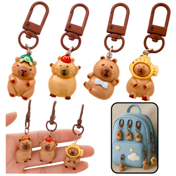 Set mit Mini-Capybara-Schlüsselanhängern, Figuren, Schlüsseldekorationen, 4 Stück.