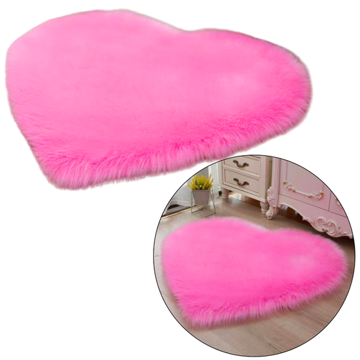 Plüsch Anti-Rutsch Teppich Herz Rosa 40x50