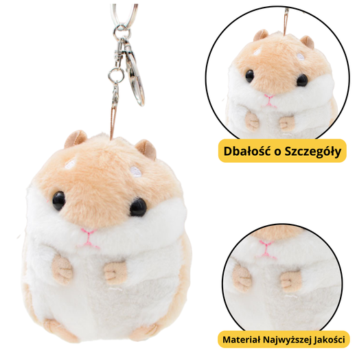 Plush Hamster Mascot Keychain Beige 10cm