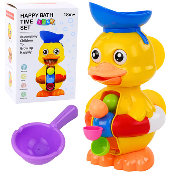Interactive Bath Toy Duck with Grinder, Suction Cups, and Spoon