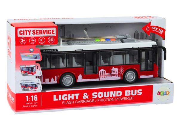 Trolleybus Bus 1:16 Lights Sounds Drive White and Red