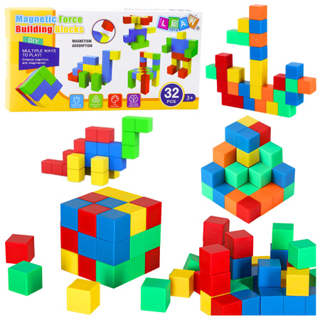 Set of Magnetic Blocks for Children Colorful Puzzle 32 pcs.
