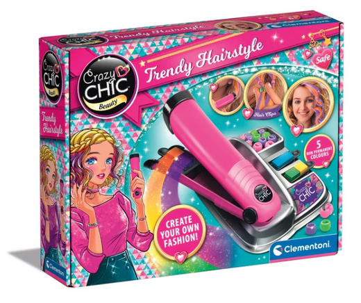 Crazy Chic Haarfärbe-Set: Crazy Frisuren mit Glätteisen & Perlen Clementoni 18773