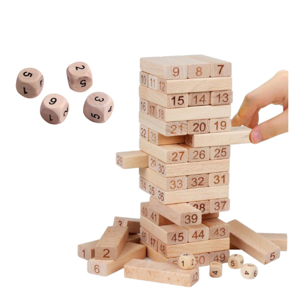 Family Arcade Game Wooden Puzzle Tower Numbers Dexterity