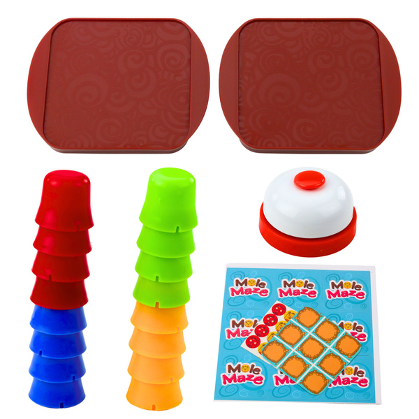 2in1 Maulwurf Labyrinth Geschicklichkeitsspiel Fast Cups Tic Tac Toe