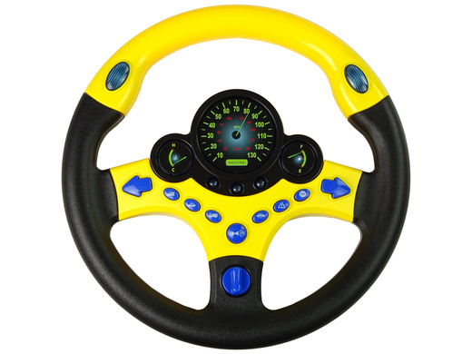 Interactive Yellow Steering Wheel Driving Simulator Sounds Lights