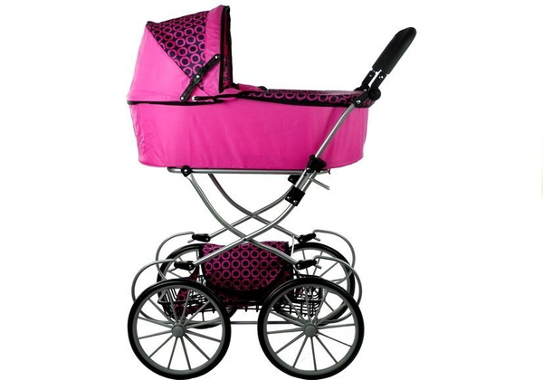 Puppenwagen Alice Retro Kinderwagen Puppe Puppenkarre Rosa