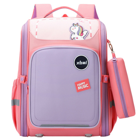Schulrucksack mit Einhorn-Brustgurt, Pastellrosa, 21 l, 39 cm