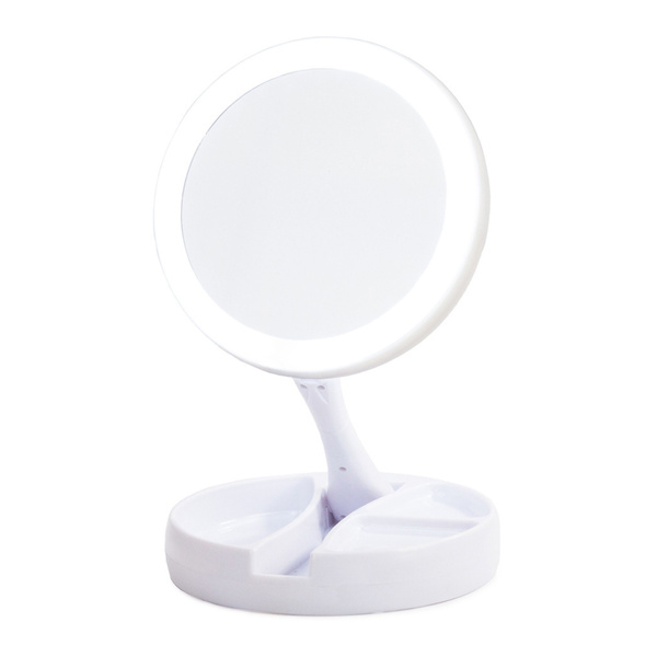 LED Illuminated Mirror 10x Magnification Adjustable Stand White
