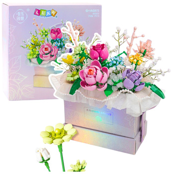 Construction Blocks Composition In Box Flower Box Purple LED 706pcs.