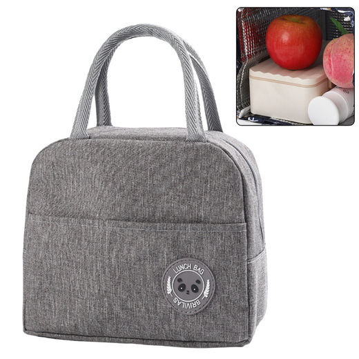 Thermal Insulating Breakfast Bag Lunch Bag Gray 23cm