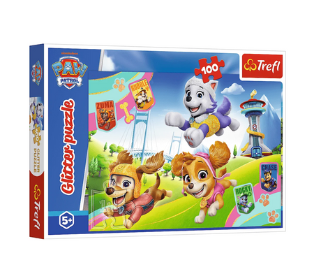 Glitzer-Puzzle – 100 Teile – Paw Patrol – Glänzende Welpen – Trefl 14835