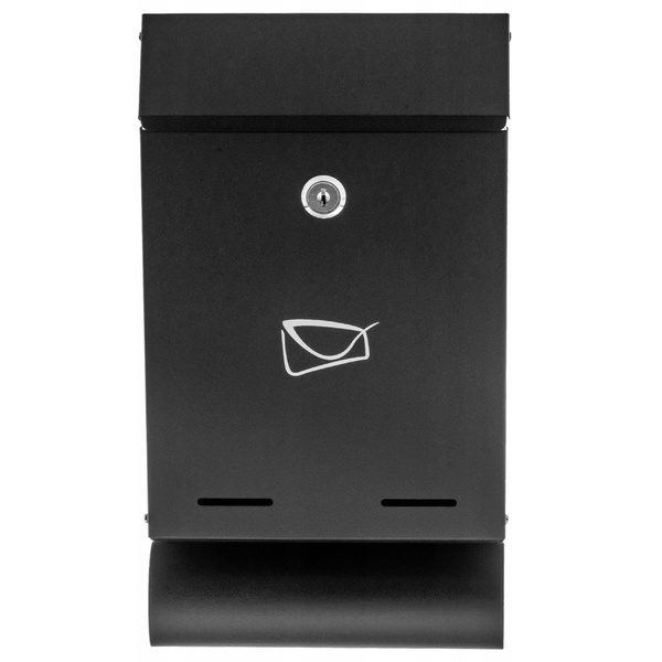Mailbox for Letters and Newspapers, Black Galvanized Steel, 32.5x22.5x9.5cm