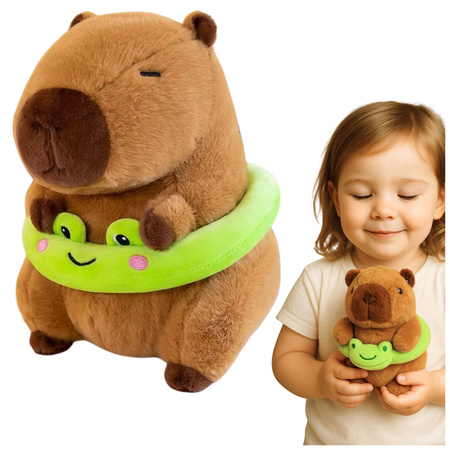 Plush Capybara Green Lifebuoy with Frog Brown 20cm