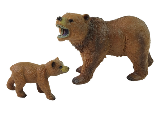 2er-Set Figuren Grizzlybär mit Jungtier