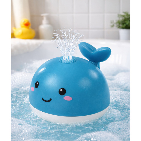 Bath Toy Splashing Whale Fountain Glowing Blue