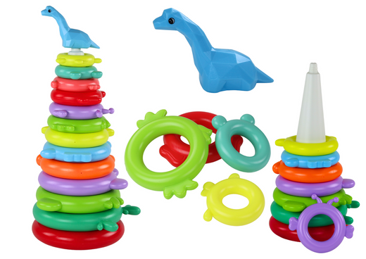 Giraffen-Pyramiden-Puzzle, 13 Kreise, bunt, 43 cm x 18 cm x 18 cm