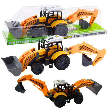 Großer Baggerlader, landwirtschaftlicher Bau, mobil, gelb