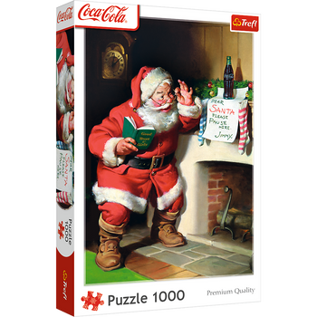 Puzzle - 1000 XMAS - Coca-Cola: Mikołaj przy kominku - Trefl 10922