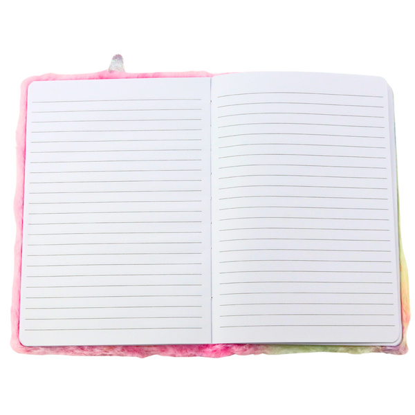 Plush Notebook Lined Unicorn Pink Rainbow