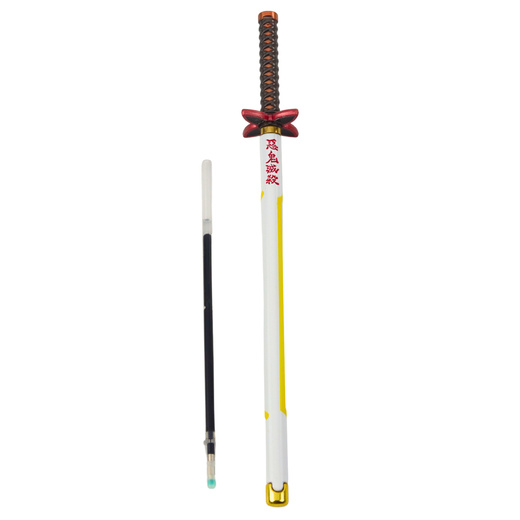 Katana Schwert Anime Kugelschreiber Metall Schwarze Tinte Austauschbare Mine Weiß und Gelb