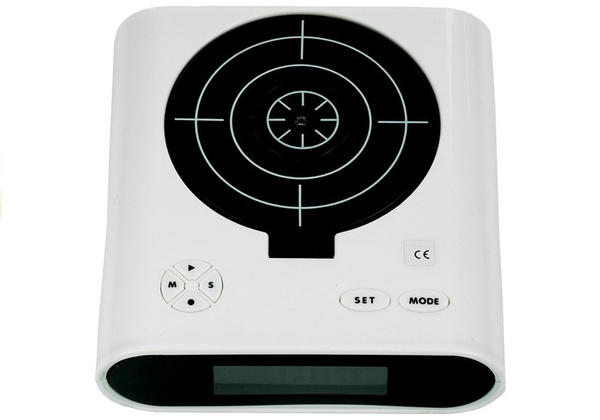 Gun Alarm Clock with Laser Pistol White
