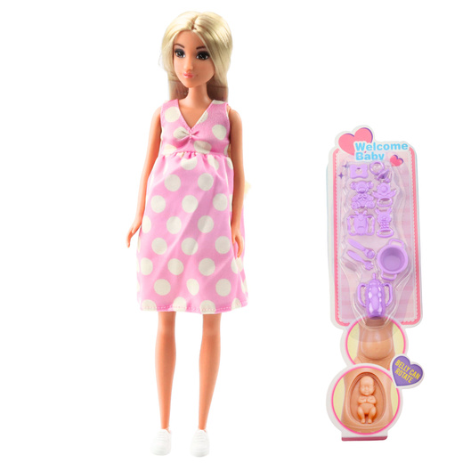 Anlily Schwangere Puppe Polka Dot Kleid Zubehör Baby
