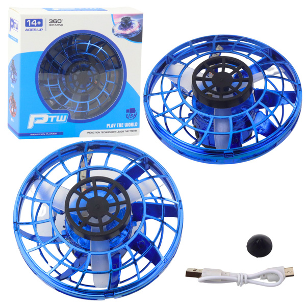 Flying Disc UFO Throwing LED Light Gyroscope Blue