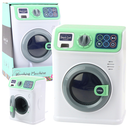Children's Washing Machine Rotating Drum Lights Sounds White Green