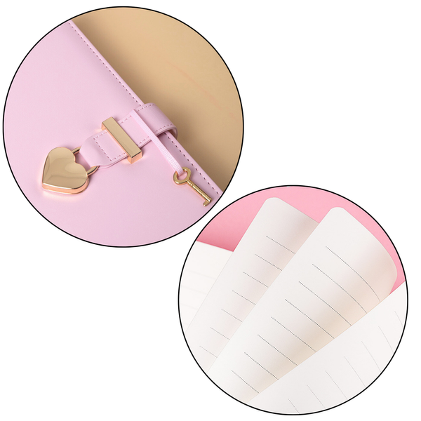 Diary Notebook Heart-shaped Padlock Key Pink