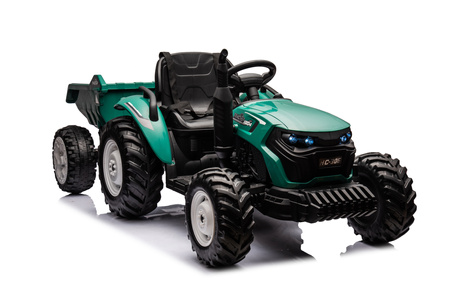 HC-306 Battery Operated Tractor With Trailer Dark Green 24V