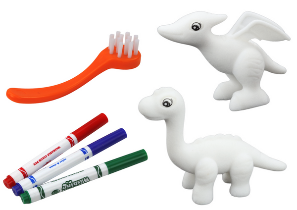DIY Kunstset Dinosaurier Figuren 2 Stück Marker Pinsel