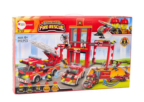 Bausteine-Set Feuerwehr-Basisauto Auto-Helikopter 845 El