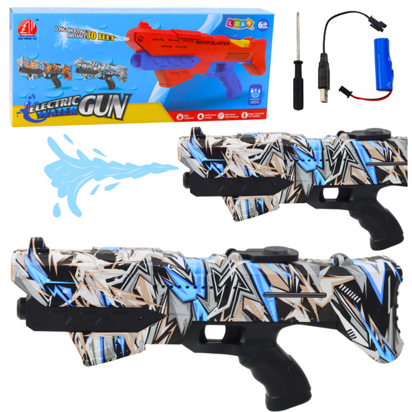 Water Gun Electric Automatic Graffiti Blue Range 10m