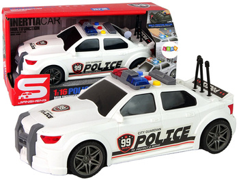 Sports Car Opening Trunk Police Lights Sounds White 1:16