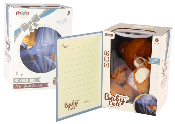 Teddybär-Schlaflichter, Geräusche, Nacht- und Tagmodus, braun