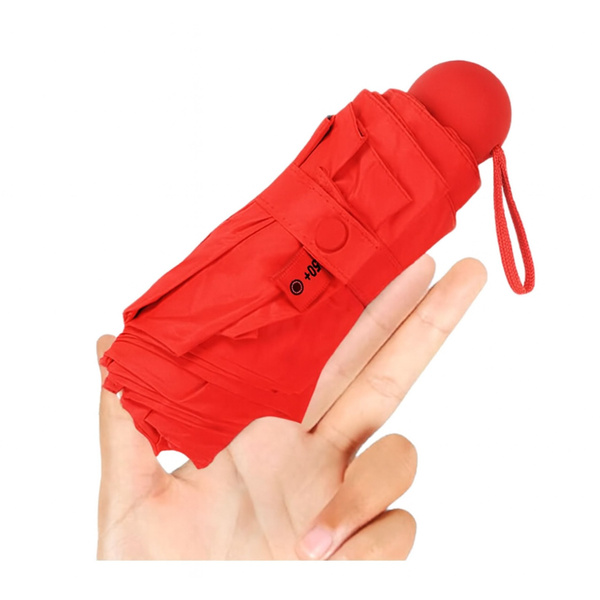 Folding Pocket Umbrella with UV Protection UPF 50+ Case Red 90 cm