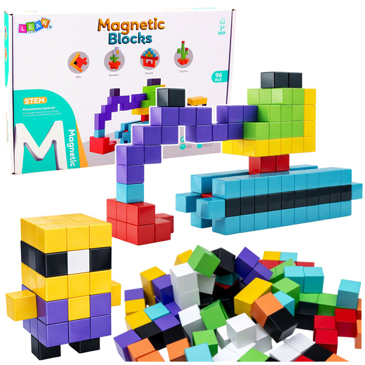 Magnetic Construction Blocks Cubes 3D Blocks Colorful 96 pcs.