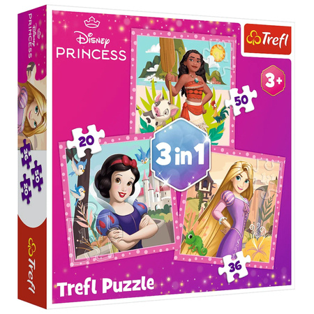 Puzzle - 3 in 1 - Beautiful Flowers - Disney Princess Trefl 34875