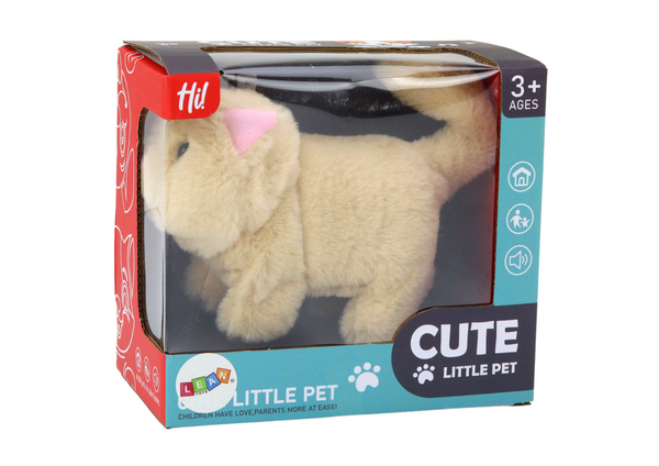 Plüschkätzchen, interaktives Tier, Spaziergänge und Miauen, Beige