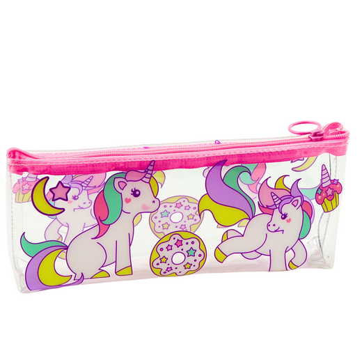 Pencil Case School Kit Transparent Donut Unicorns 20 x 8.5 x 4cm