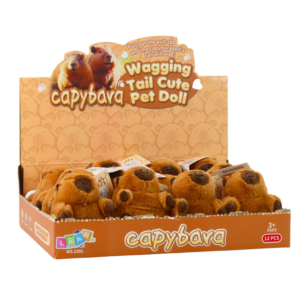 Plush Capybara with a Wiggle Tail Keychain 9 x 8 cm