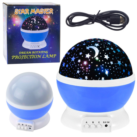 Rotating 360° LED Star Projector Night Light Blue