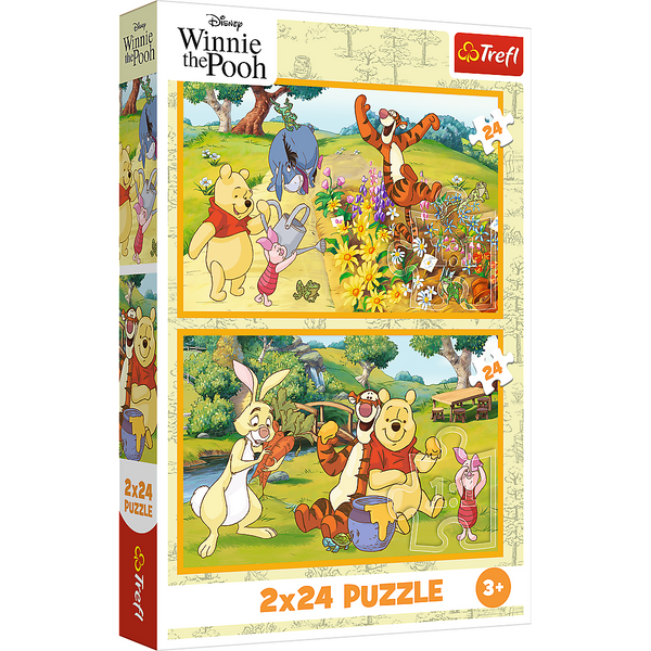 Puzzle - 2x24 - Dzień w ogrodzie - Disney - Kubuś Puchatek - Trefl 34436