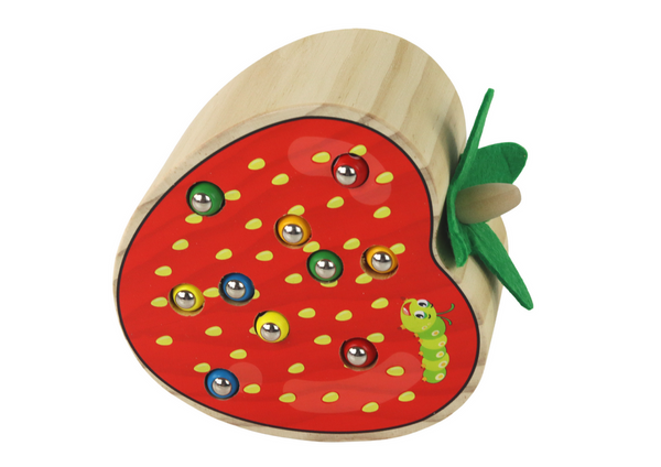 Wooden Strawberry Catch the Worm Magnetic Game