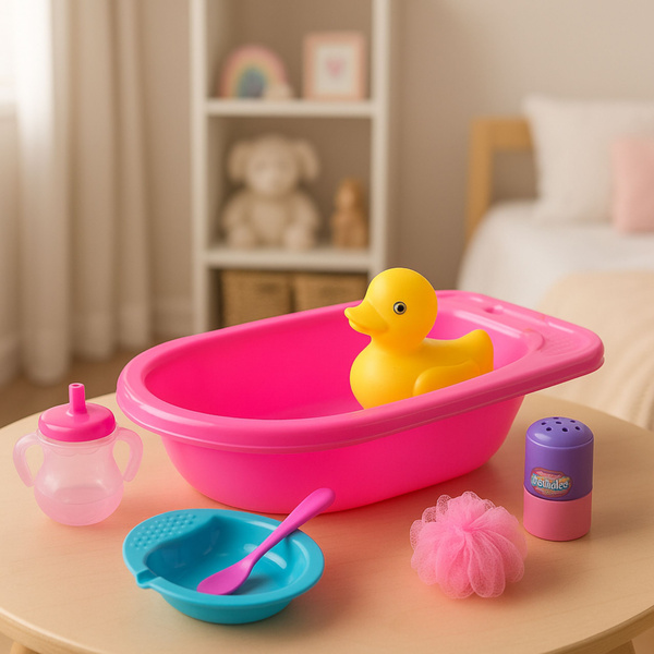 Puppenbadeset Badewannen-Badezubehör Rosa