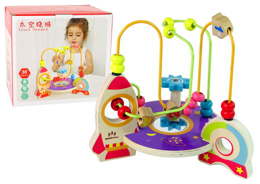 Pädagogisches Holzgeflecht mit Rakete Weltraum-Perlenlabyrinth