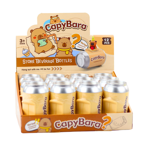 Capybara-Figur-Schlüsselanhänger und Überraschungskarten in einer Dose